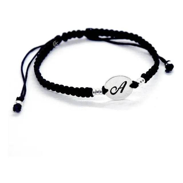 Pulsera Dije De Letra Inicial Tejida En Plata 950 Regalo 