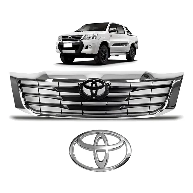 Grade Frontal Radiador Hilux 2012 2014 2015 Preta + Emblema
