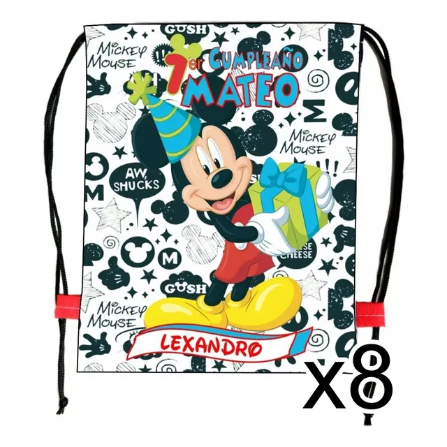 Tula Bolsa Cotillón Fiesta Mickey Mouse Disney X 6 Unidades