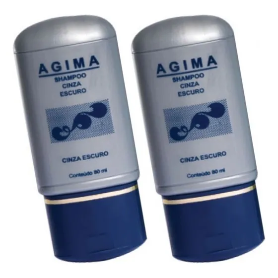 Shampoo Cinza Escuro P/ Cabelos Brancos, Grisalhos 2 X 80ml 