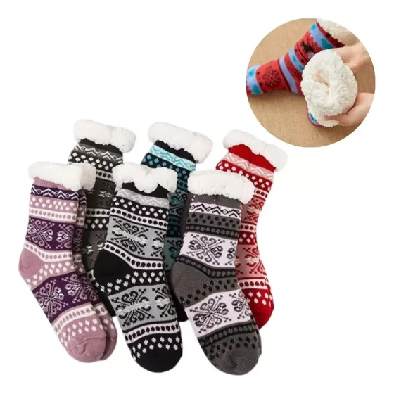 Pack 2 Medias Gruesas Corderito Antideslizante (pantufas)
