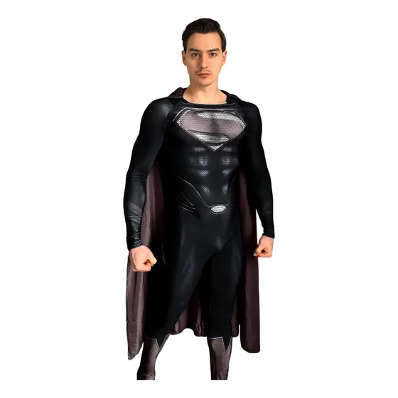 Traje Cosplay Superman Fantasia Luxo Completo Com Capa 