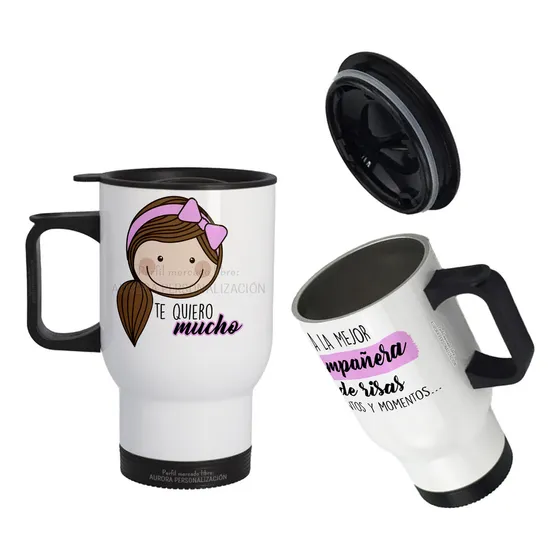 Mug Vaso Termico Viajero Para Carro Regalo Amigo Pareja 02