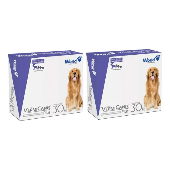 Remédio Para Verme Cães 30kg Vermicanis Plus Vermifugo 2 Cx