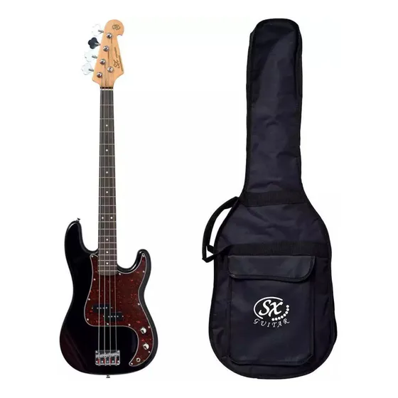 Baixo Sx Spb62+ Precision Bass 4c Bk + Bag Bb400 Acabamento Do Corpo Envernizado Cor Preto Orientação Da Mão Destro Quantidade De 4