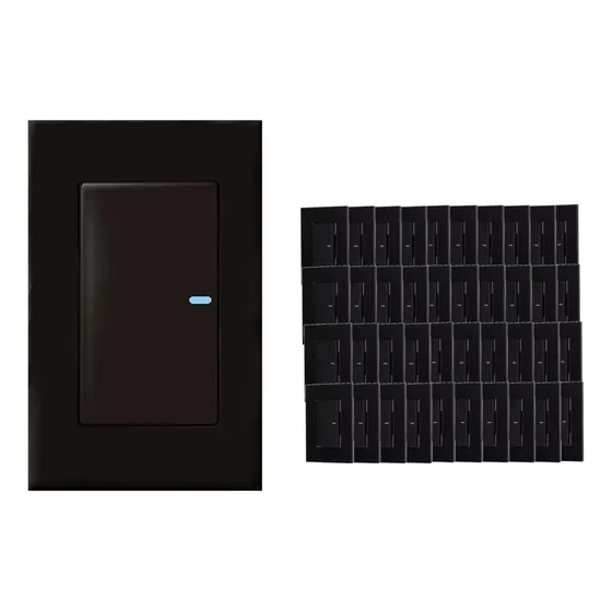 Placa Con 1 Interruptor De Pared Negro Mate Moderno 100 Pzas