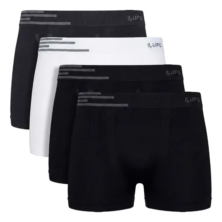 Kit 4 Cuecas Boxer Box Microfibra Sem Costura Original Lupo Sortidas 01 Liso G