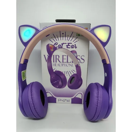 Audífonos Inalámbricos Oreja De Gato P47 Cat Ear Luces Niños