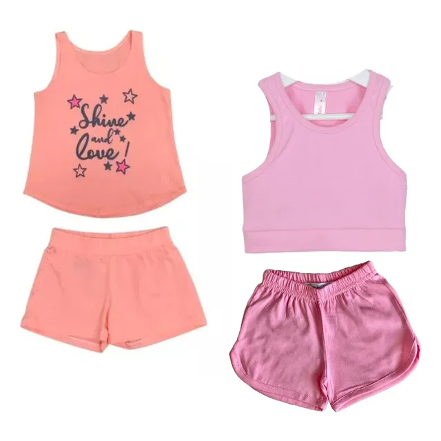 Molde  Imprimible Nenas,  Top + 2 Shorts + Musculosa Pdf A4