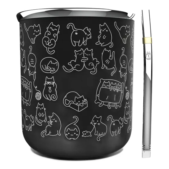 Mate Termico + Bombilla Estampado Gatitos Acero Inoxidable