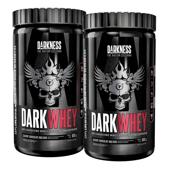 Kit 2x Whey Protein 100% Concentrado Darkwhey 900g Darkness
