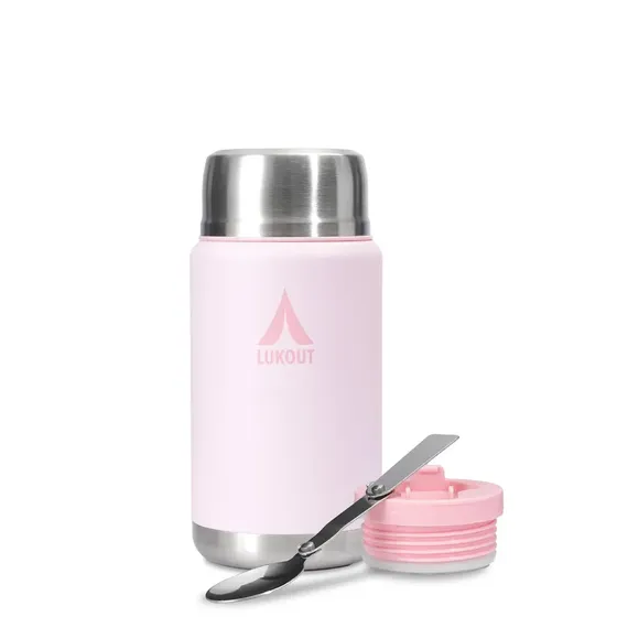 Termo Comida Acero 750 Ml Lukout Food Jar Cuchara Y Recipiente Color Petalia