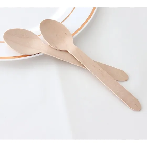 Cucharas De Madera (cubiertos Ecológicos 100 Unidades) Color del mango Textura de Madera Claro