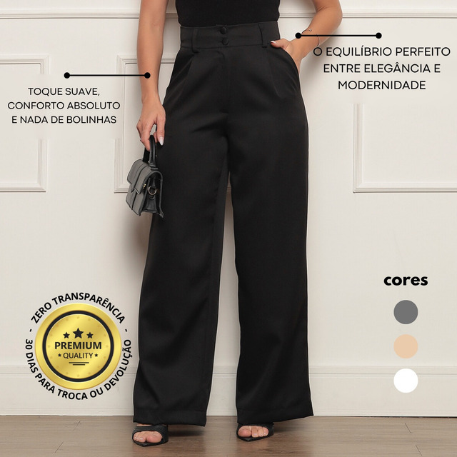 Calça Feminina Social Alfaiataria Pantalona Versatil Premium Calça Feminina Social Alfaiataria Pantalona Versatil Premium