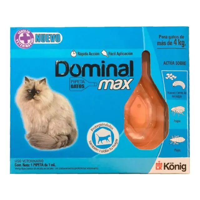 Pipeta Gatos Dominal Max + 4 Kg Anti Pulgas Y Garrapatas