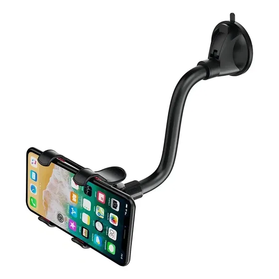 Soporte Celular Auto Ventosa Qatarshop Negro Pinza Gira 360°
