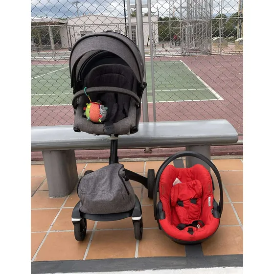 Coche De Lujo  Stokke Splory X  Gris +  Silla De Carro  Roja