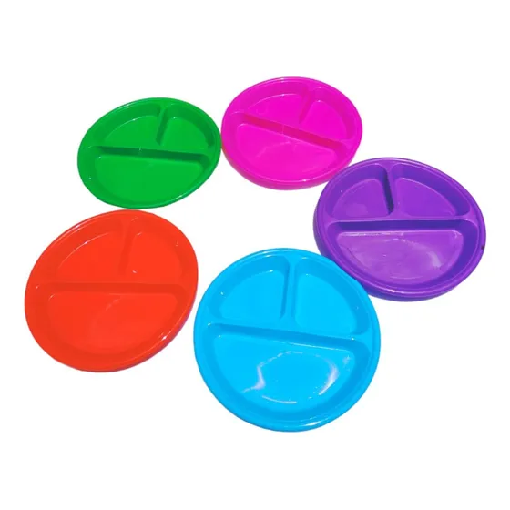 Plato Fiesta Plástico 3 División Pack 30 Pzs