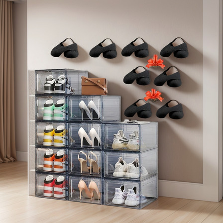 12 Pz Cajas Organizadoras Tenis Sneaker Apilables Almacenaje Negro 12 Pz Cajas Organizadoras Tenis Sneaker Apilables Almacenaje Negro