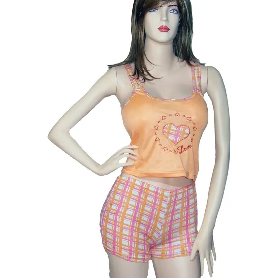 Pijamas Estampadas Para Mujer: Short + Blusa Tirita