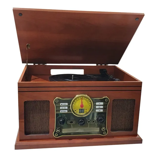 Vitrola Tocadiscos 8 En 1 Cassette Bluetooth Radio Cd Usb