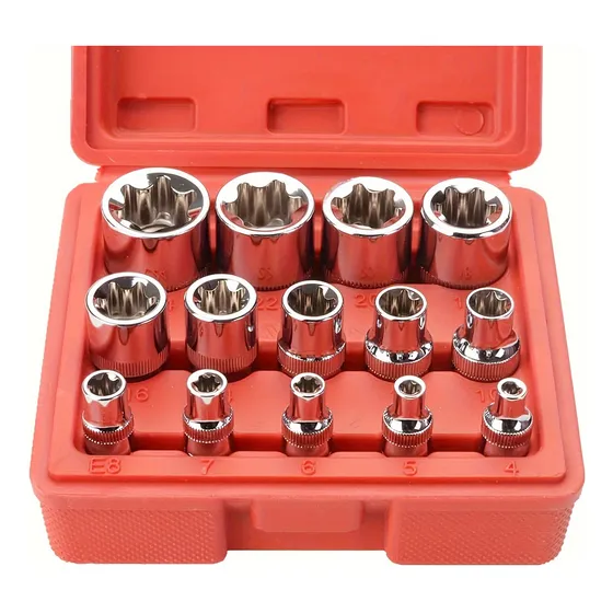 Kit Set Juego De Dados Torx Estrella Hembra 14 Piezas