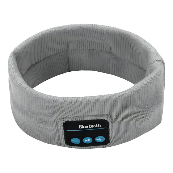 Gorro Fone Faixa Bluetooth Sem Fio Tiara Bandana Fitness Top Cor Cinza