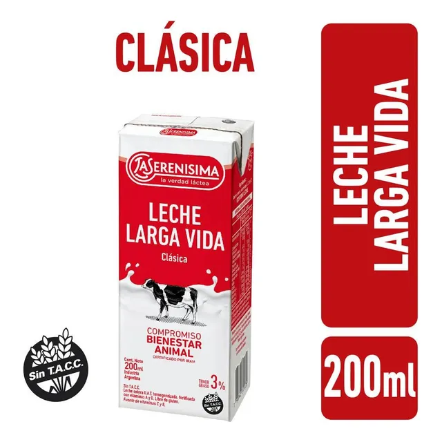 Leche La Serenisima Larga Vida Entera 3% 200ml