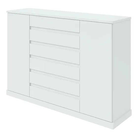 Cômoda Móveis Lopas Vedra com 2 portas e 7 gavetas Cor Branco