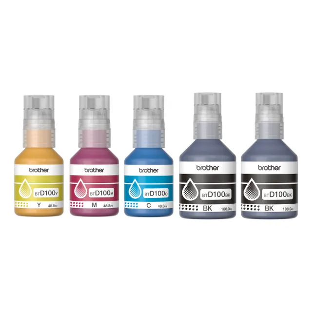 Kit De 5 Tintas Originales Brother Serie Btd100 Bk, C, M, Y