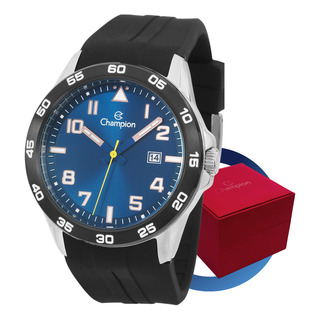 Relógio Champion Masculino Azul Pulseira Silicone Preta Relógio Champion Masculino Azul Pulseira Silicone Preta