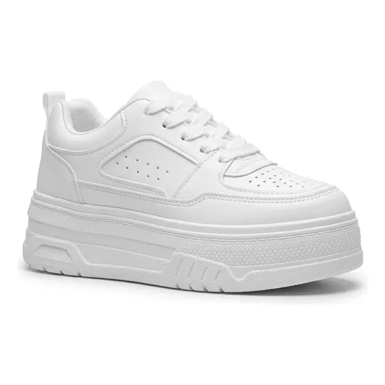 Zapatillas Blancas Negra Mujer Taco Plataforma Moda Clasic