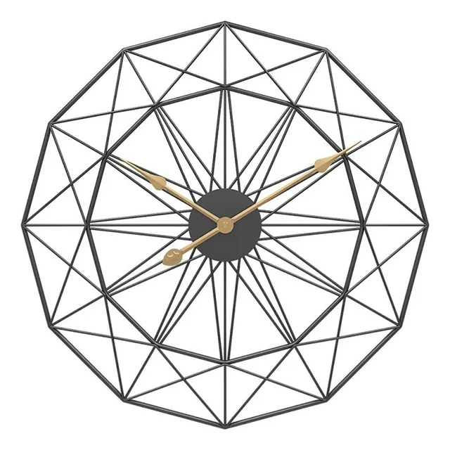 Reloj Pared Negro Dorado Metal Nordico Salon Redondo Hierro