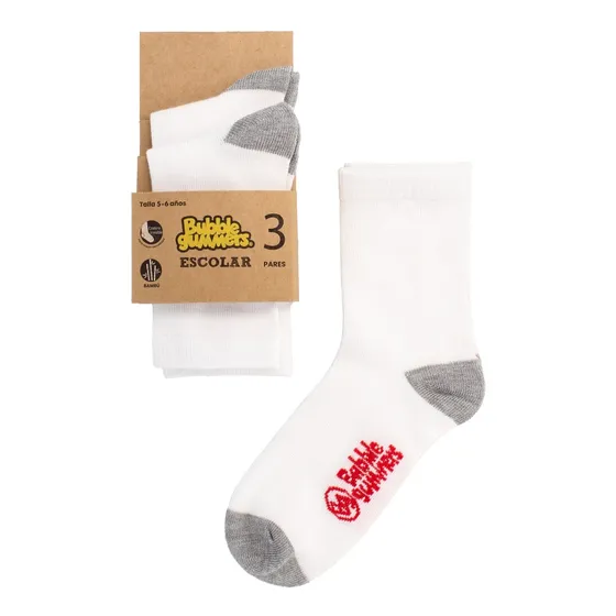 Calcetin Escolar Bubblegummers  Blanco