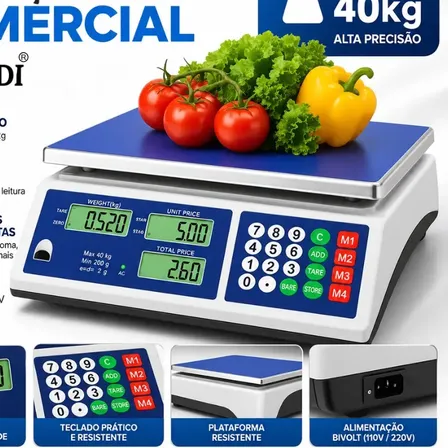 Balança Digital Preço Eletrônico Comercial 40kg Precisão Comercio Mercado Comerciante Hortifrutti