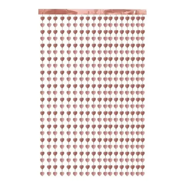 Cortina Papel Metalizada Corazones 1x2m Decoración Cotillón
