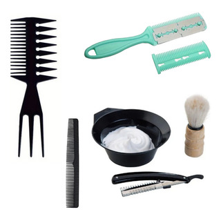 Kit Barba Cabelo Pentes Navalhete Pincel 6 Peças Barbeiro Kit Barba Cabelo Pentes Navalhete Pincel 6 Peças Barbeiro