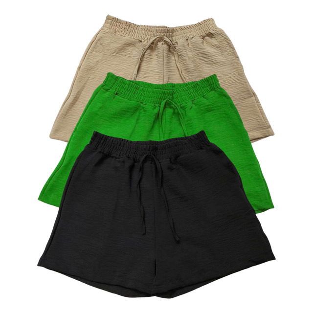 Kit 3 Shorts Feminino Basico Cintura Alta Confortável Kit 3 Shorts Feminino Basico Cintura Alta Confortável