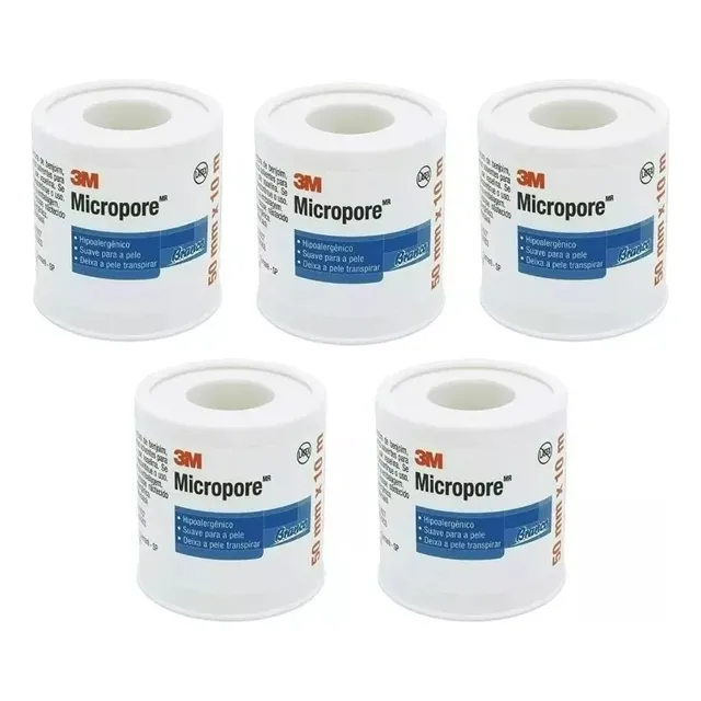 Fita Micropore 3m 5 Cm X 10 Cm Branco 50 Rolos