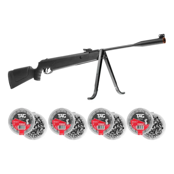 Arma De Pressão 5.5 Tag Turca + 4 Caixinha Chumbinhos Combat