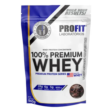 Whey Protein 100% Concentrado Premium 840g Profit Sabor Chocolate