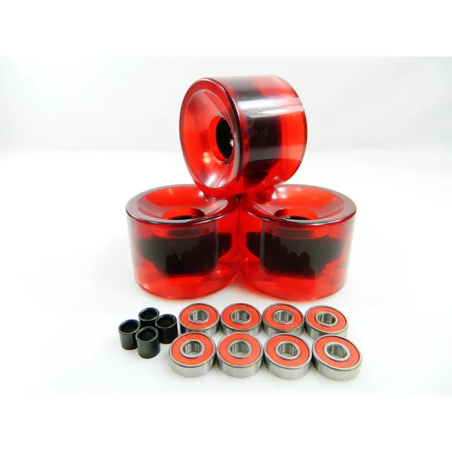 Rueda Para Monopatin 2.756 Color Rojo Transparente + Abec 7