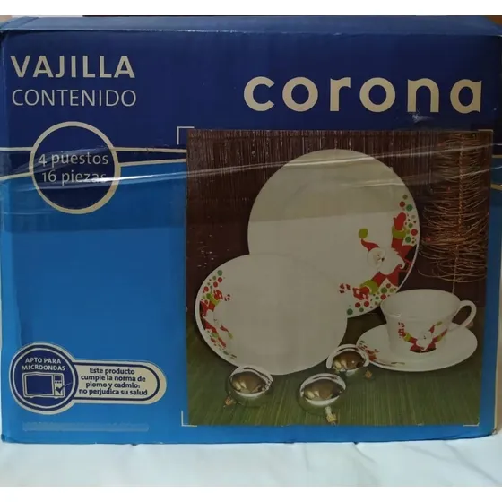 Vajilla De Navidad Corona, 100% Original, 16 Piezas, 4 Ptos