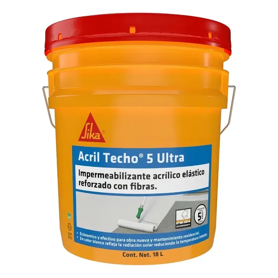 Sika Impermeabilizante Acril Techo 5 Años Ultra 18l Fibratado blanco