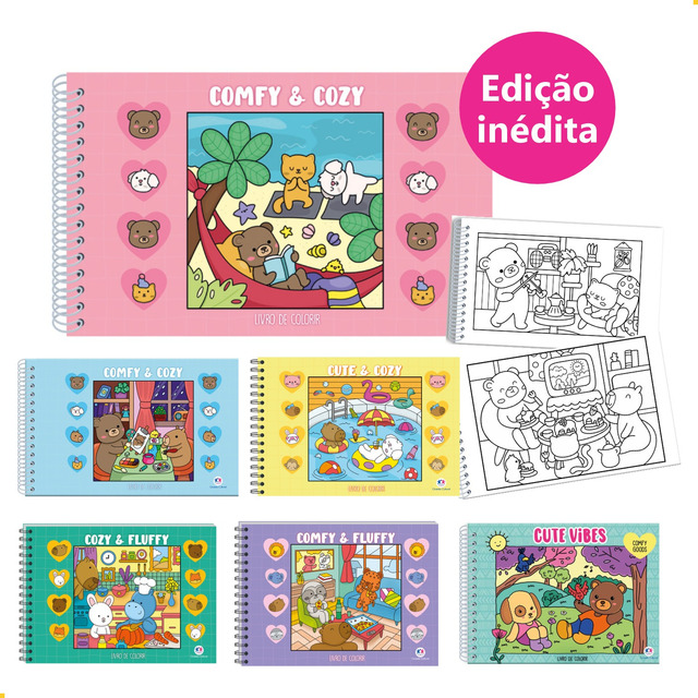 Livro De Colorir Bobbie Goods Comfy Cozy Capa Dura Desenhos Variados Folha Acetato Papel G... Livro De Colorir Bobbie Goods Comfy Cozy Capa Dura Desenhos Variados Folha Acetato Papel G...