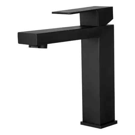 Torneira Bancada Banheiro Quadrada Inox 1/4 De Volta Black