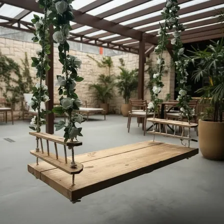 Balanço Cadeira Madeira Rústico Varanda Área Externa Pinus Pigmentado Natural