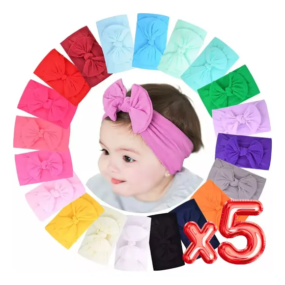 Set Diademas Niñas Bebes Turbante Moño Banda Elástica Moda F