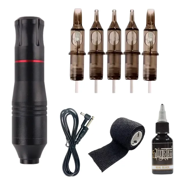 Kit Tattoo Máquina Pen + Accesorios Tinta Tattoo Tatuajes