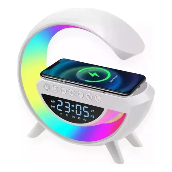 Luminária G Speaker Carregador Indução Bluetooth Caixa de Som Cor da cúpula Branco Cor da estrutura